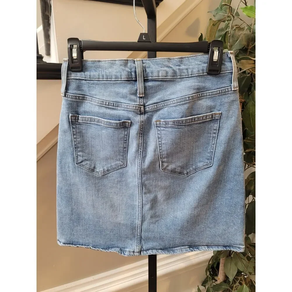 J. Crew Mini Skirt Women's Size 00 Blue Demin Faded Wash 5-Pockets Stretch